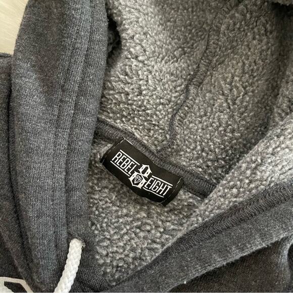 Rebel 8 Secret Society PMA Grey Cropped Hoodie Sweatshirt S - Picture 5 of 6